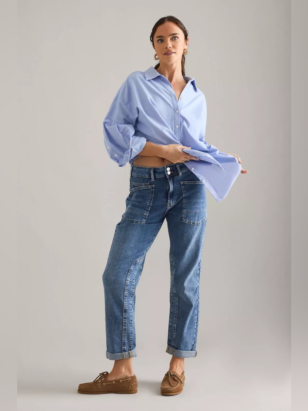 Anthropologie Pilcro Wanderer Mid-Rise Relaxed Jeans by Pilcro size 27 Blue
